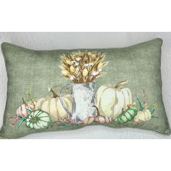 The Farmhouse by Rachel Ashwell Feather Bolster Pillow Autumn Pumpkins Falls - Picture 1 of 15